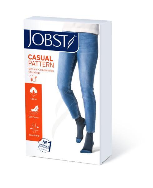 JOBST JOBST Casual Pattern Compression Knee High Socks, Closed Toe, 20-30 mmHg Firm Support for Swollen Legs, Ocean Blue, Size: Large, Regular Length