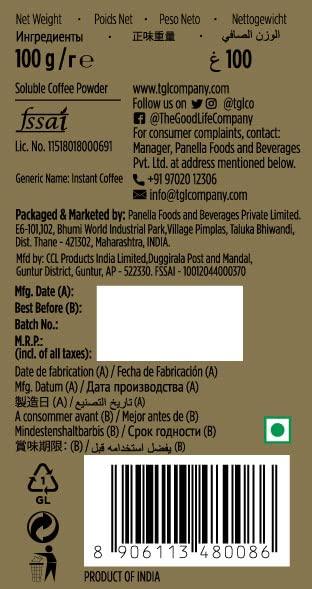 TGL Co. The Good Life Company TGL Co. The Good Life Company Morning Motivation Instant Coffee Powder (100 gm), Freeze Dried from 100% Arabica Coffee Beans Glass Bottle