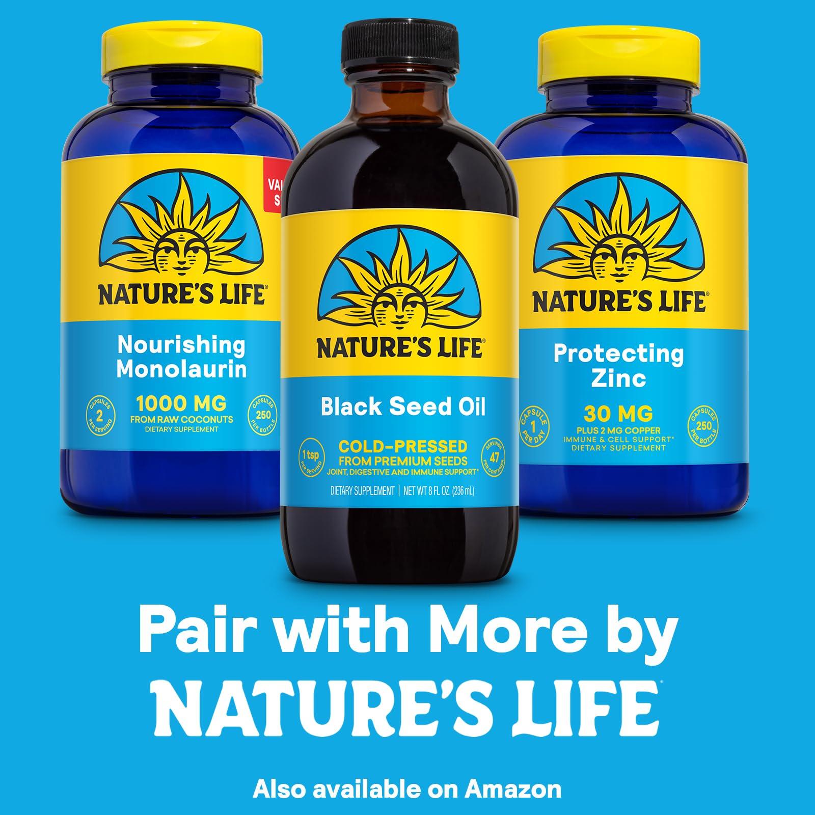 Health From The Sun Natures Life Black Seed Oil, Cold-Pressed Black Cumin Seed Oil - Joint, Digestive Health, and Immune Support - Lab Verified, 60-Day Money-Back Guarantee - 47 Servings, 8 Fl. Oz.