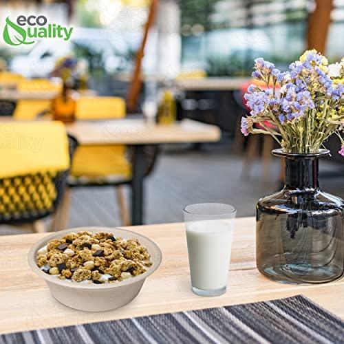 EcoQuality [500 Pack] 16 oz Compostable Paper Bowls Heavy-Duty Disposable Bowls, Eco-Friendly Natural Bagasse Unbleached, Hot or Cold Use, 100% Biodegradable Soup Bowls Sugarcane