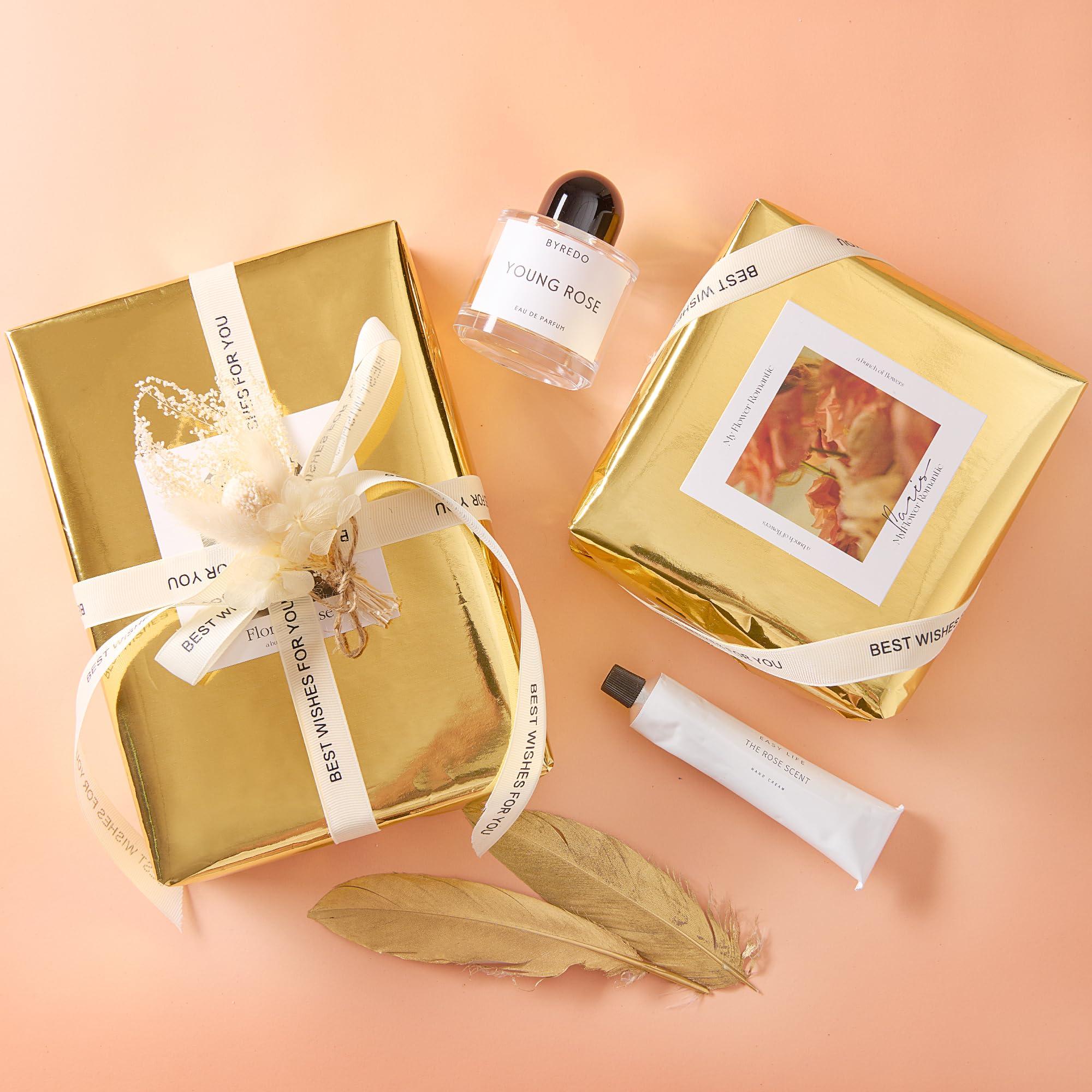 PENPRIS Golden Metallic Wrapping Paper Roll- 17in X 49Ft Metal Wrapping Paper Roll for Gift Wrapping Solid Color Paper for Christmas,Birthday,Wedding,Baby Shower PAP12GD15