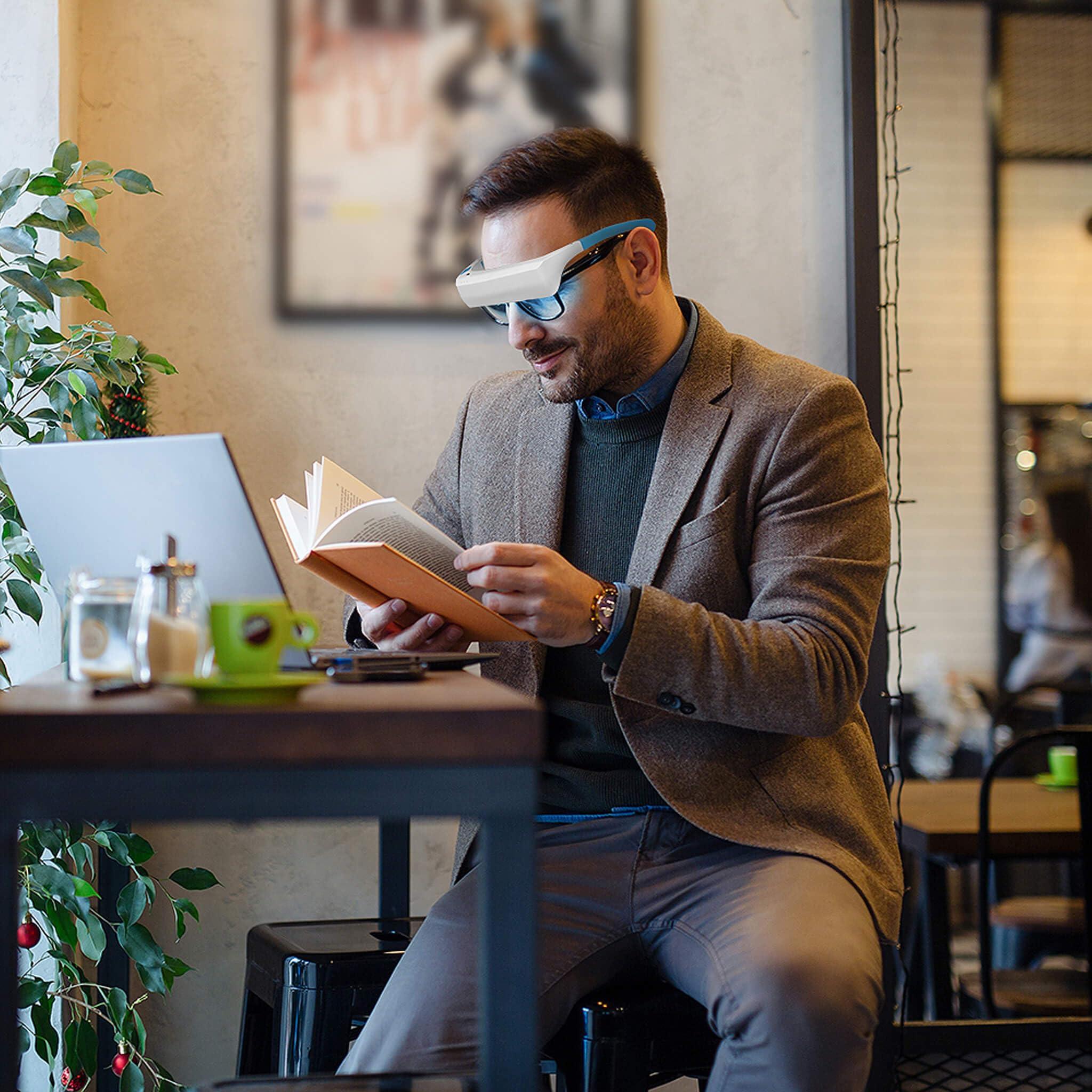 Lukirch Lukirch Light Therapy Glasses, Portable & Wearable UV-Free Blue White (2 in 1) LED Light Therapy Lamp, Natural Relief for Good Sleep, Happy Mood, Boost Energy and Jet Lag (Glasses-Pro)