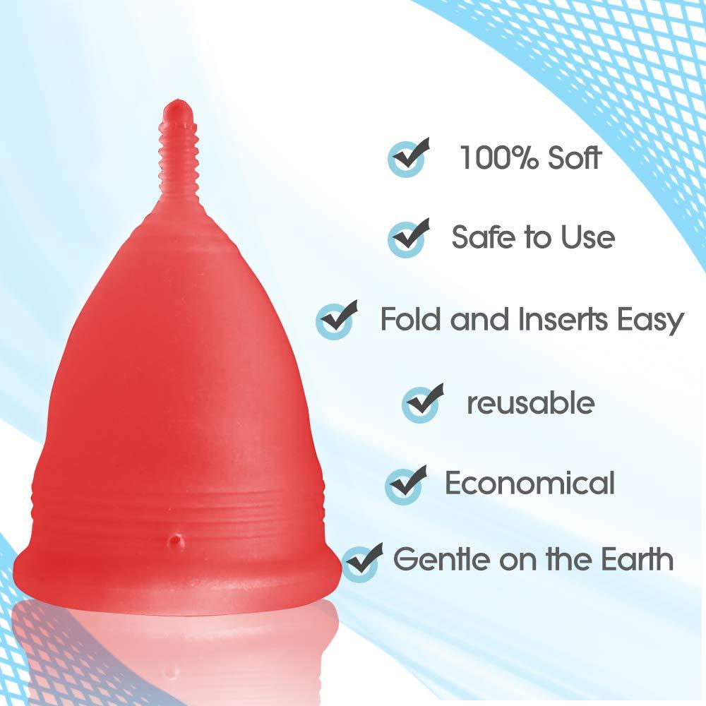 Blossom Cup Blossom Menstrual Cup, Say No to Tampons | Get Blossom Cups for Menstrual Days| Period Cup, Reusable Menstrual Cup, Silicone Cup (Large Menstrual Cup, Red)