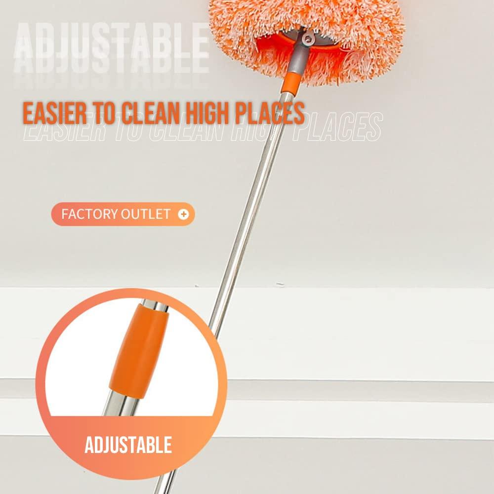 Drkicsy 360 Rotatable Adjustable Cleaning Mop, Extendable Wall Cleaning Mop with Long Handle, Multifunctional Dust Mops Household Rotating Mop for Wall Ceiling Window Floor (Grey, 55-110CM)