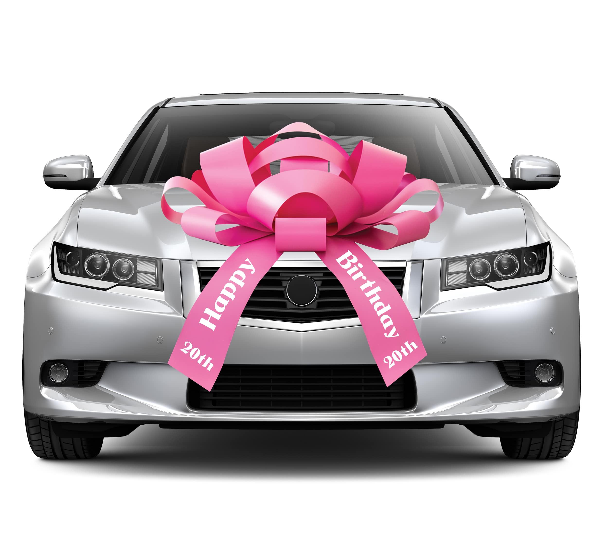 CarBowz Big Car Bow with Happy 18th Birthday Message, Celebrate Eighteen Giant Gift Bow Arrives Fully Assembled