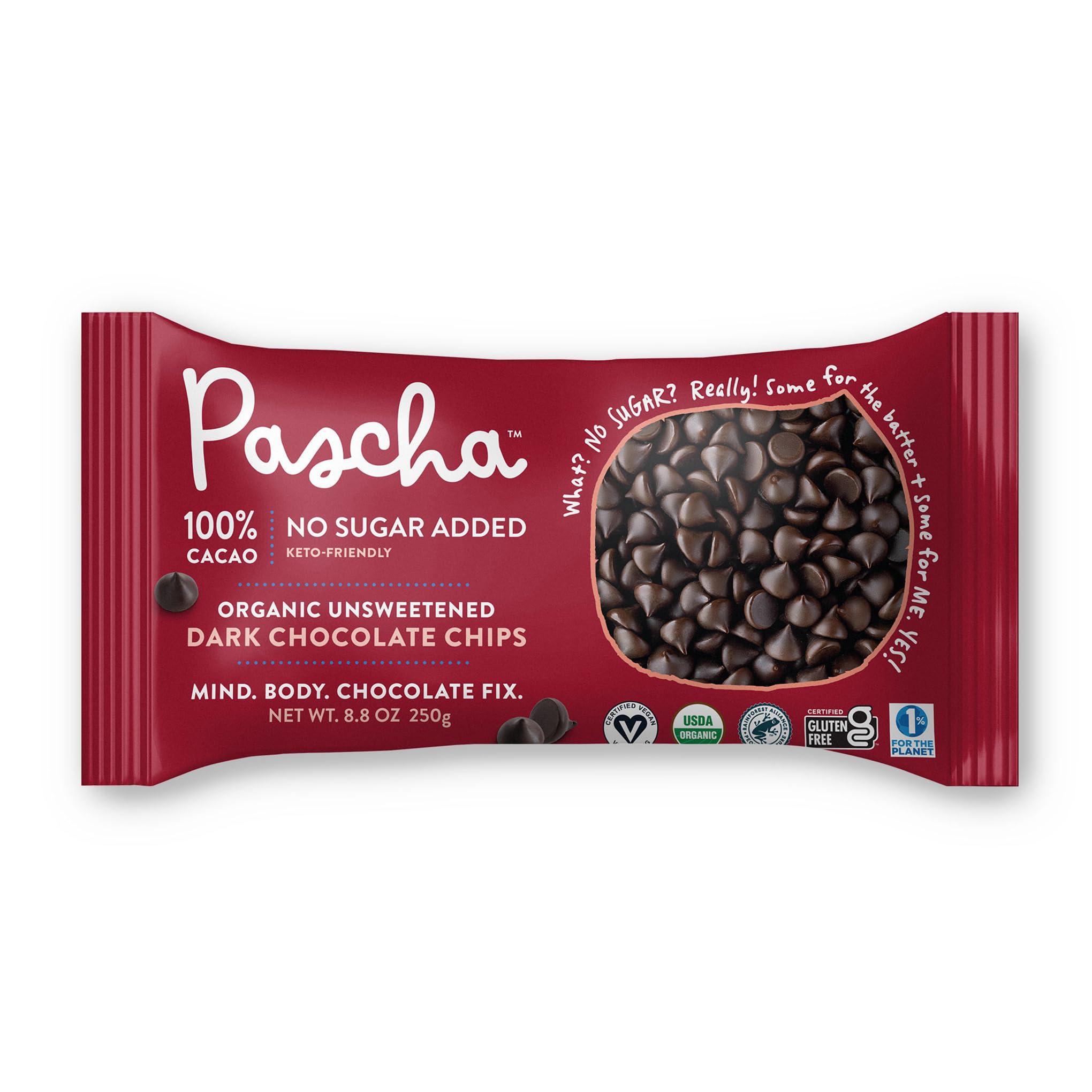 Pascha Pascha, Organic Chocolate Chips 100% Cacao Unsweetened, 8.8 Ounce