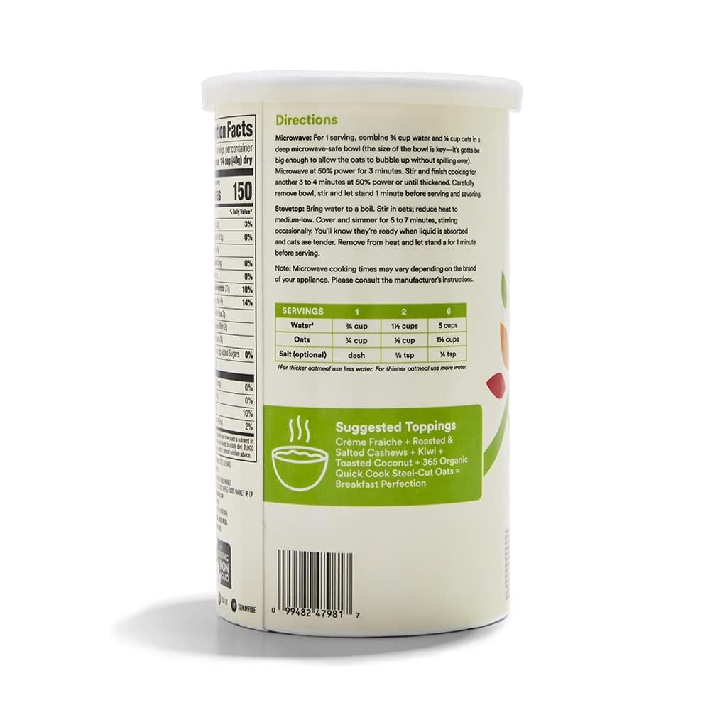 365 by Whole Foods Market 365 by Whole Foods Market, Organic Quick Cook Steel Cut Oats, 24 Ounce