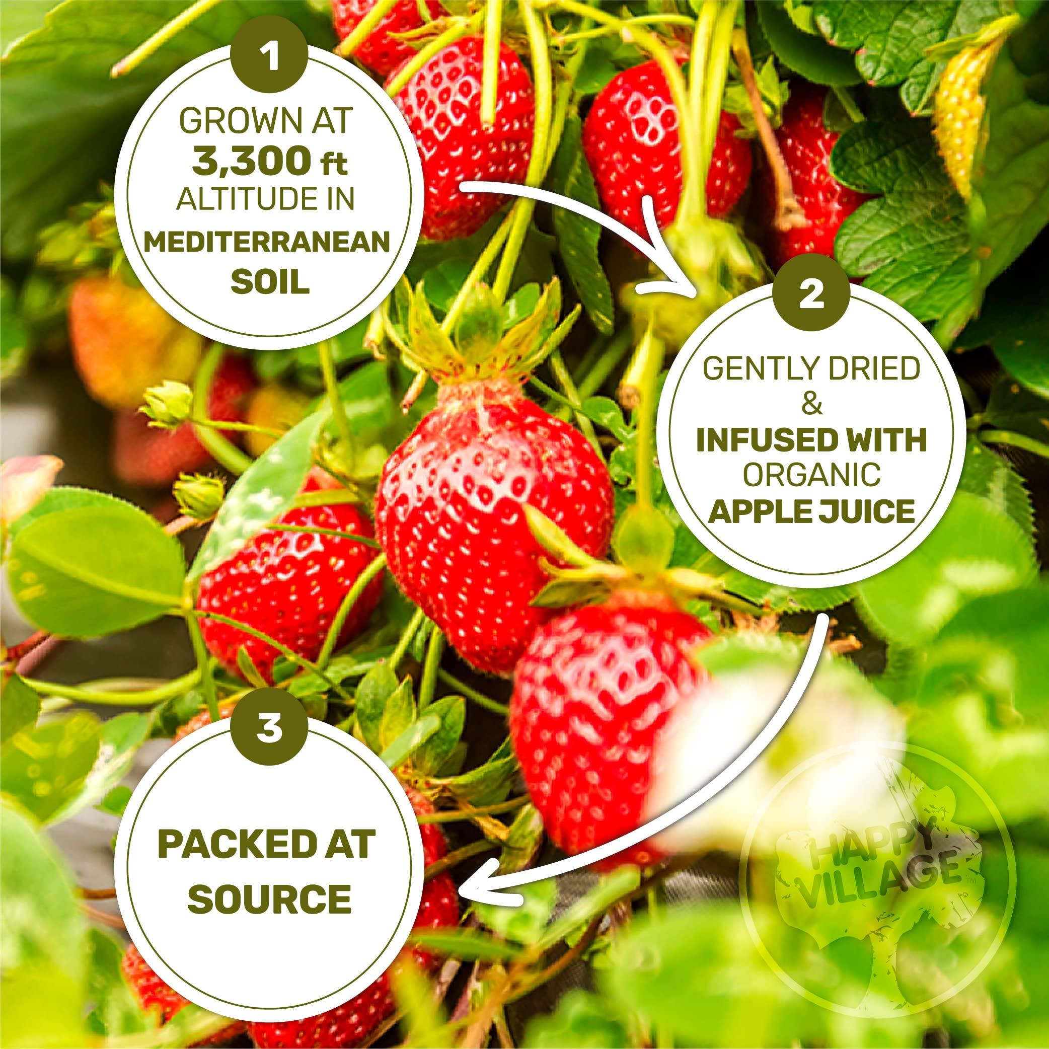 Happy Village Happy Village Organic Whole Dried Strawberries, 18 OZ Resealable Pack- Soft & Juicy, Kosher, Non-GMO, No Refined Sugar, Organic Apple Juice Infused Organic Dried Strawberry