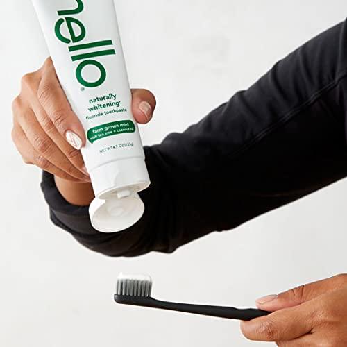 hello Hello Naturally Whitening Fluoride Toothpaste, Farm Grown Mint, Vegan, SLS Free, Gluten Free, Peroxide Free, 4.7 Ounce (Pack of 4)