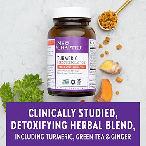 New Chapter New Chapter Turmeric Supplement + Daily Detox Turmeric Force Detox Action with Green Tea + Ginger + NO Black Pepper Needed + NonGMO Ingredients Vegetarian Capsule, 60 Count