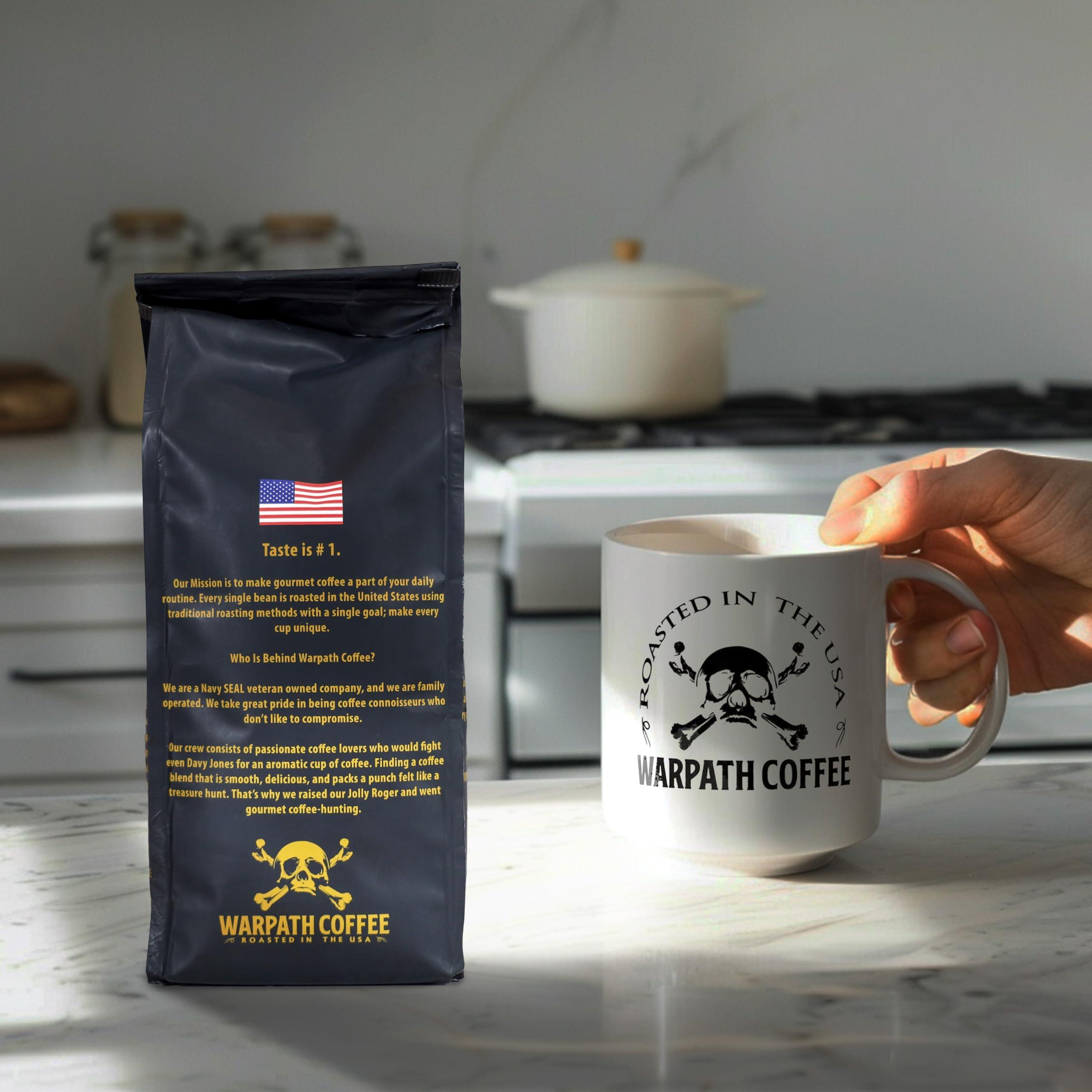 Warpath Coffee Warpath Coffee Light Roast Whole Bean Coffee, Vanilla Hazelnut Blend, High Caffeine, Strong Roasted 100% Arabica Coffee Whole Beans, Rich Aroma, Full Bodied Intense Cup, Created by Navy Seals, 12oz