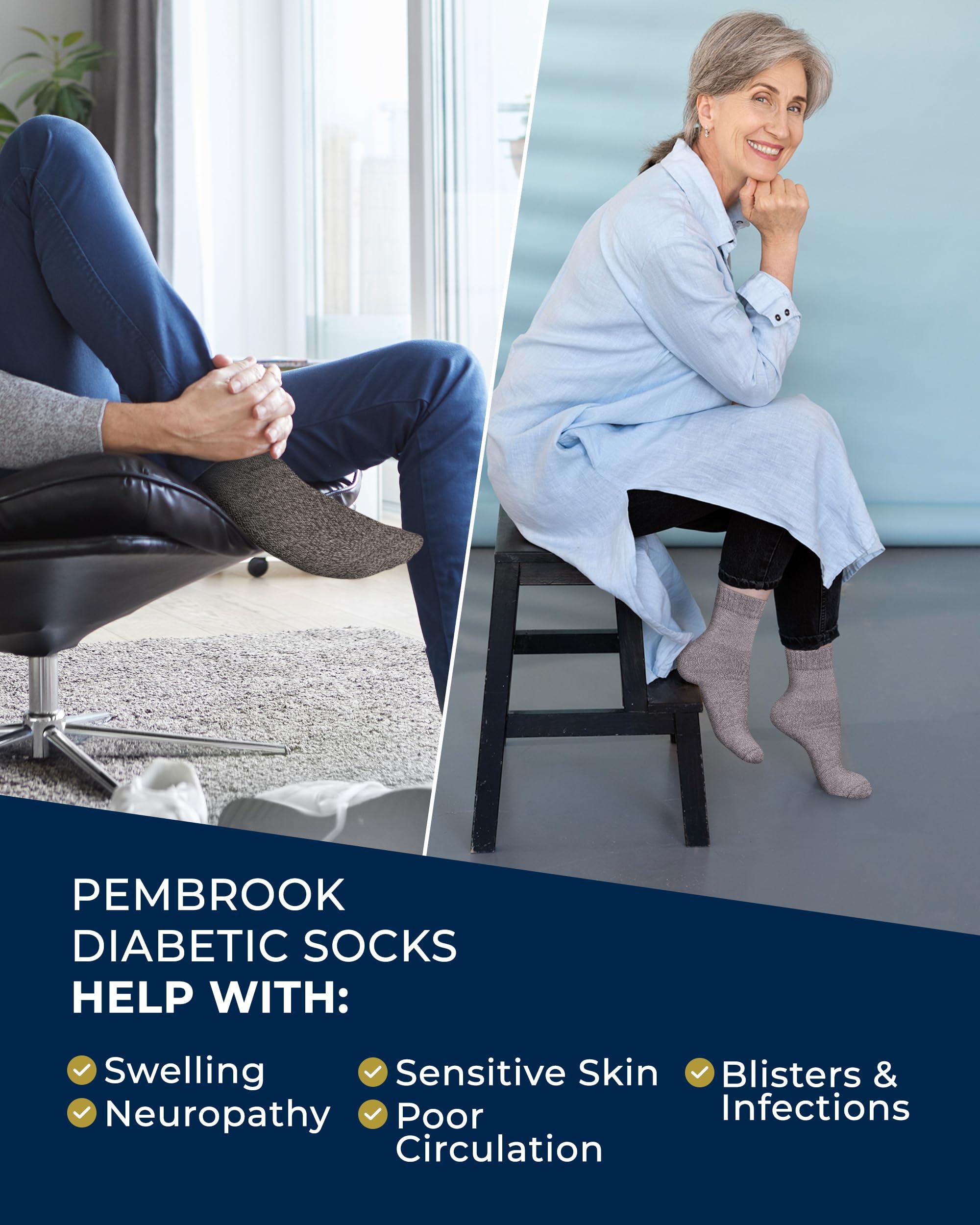 Pembrook Pembrook Bamboo Viscose Diabetic Socks for Women & Men - 6 Pairs Ankle Socks for Swollen Feet | Neuropathy Socks | Moisture Wicking Diabetes Socks | Tan, Light Tan, Navy, Light Blue, Grey, Light Grey