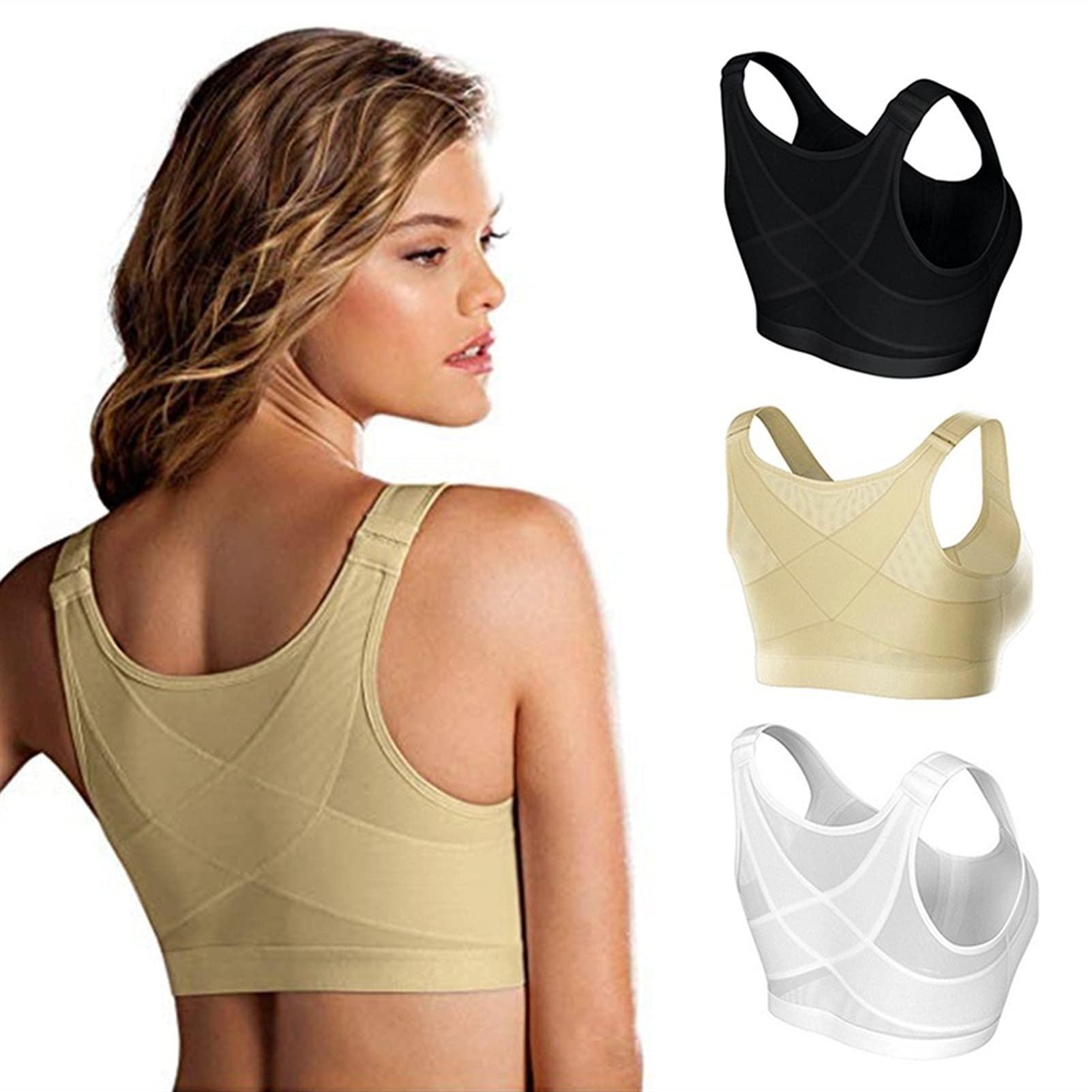 WANGPIN Back Support Posture Corrector Bra for Women Plus Size Corset Breathable Underwear Top Sports Yoga Vest Bras (Color : Skin, Size : 3X-Large)