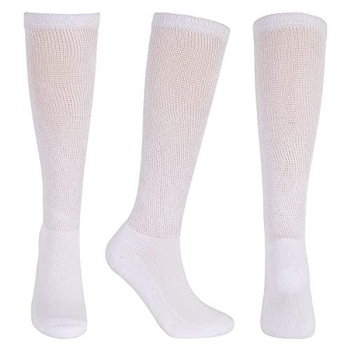 Athlemo Athlemo Diabetic Socks for Men & Women, No-Binding Knee High Socks 4 Pairs, Cushioned Sole & Seamless Toe, Soft Breathable Extra Wide Diabetic Socks