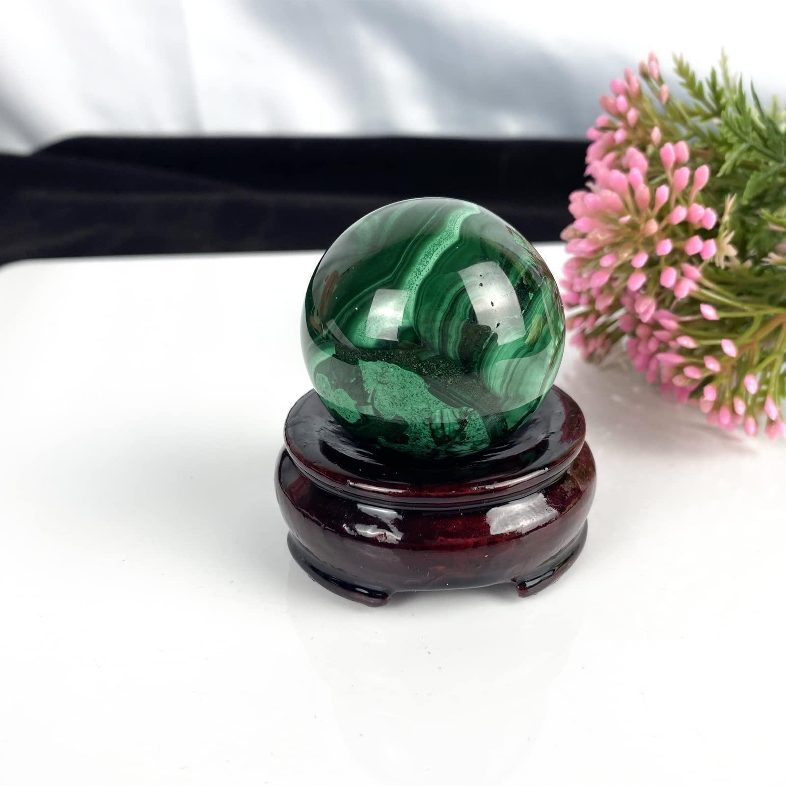 FOMNKKN Natural Malachite Ball Mineral Crystal Plus Base60-70mm