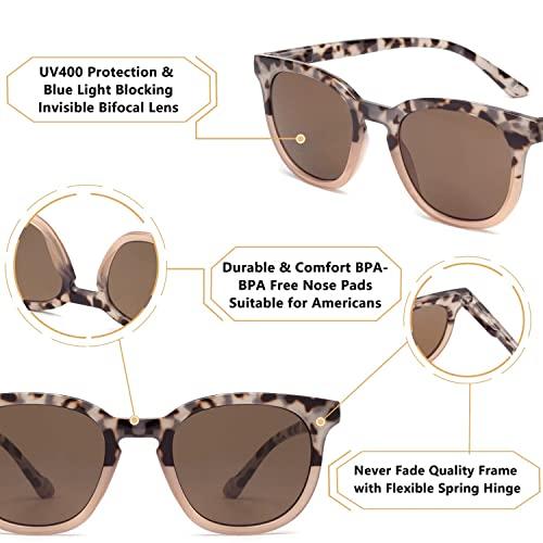 LianSan LianSan Womens Bifocal Reading Sunglasses Retro UV Protection Sun Readers With Spring Hinge Ladies Outdoors Readers,12031 S-TTPK 1.75