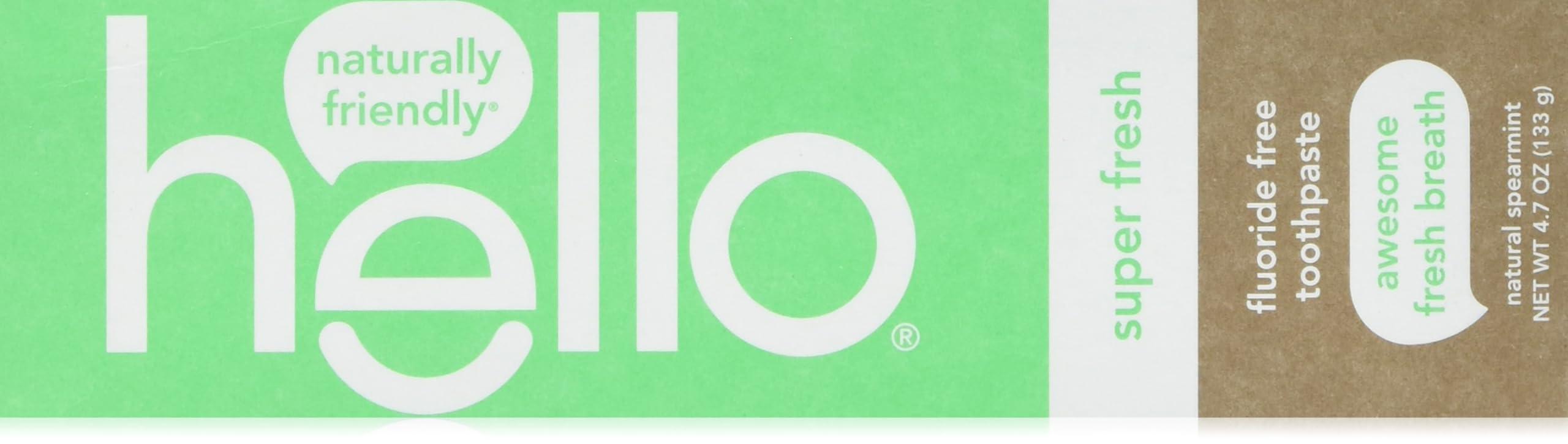 hello HELLO Super Fresh Fluoride Free Spearmint Toothpaste, 4.7 OZ