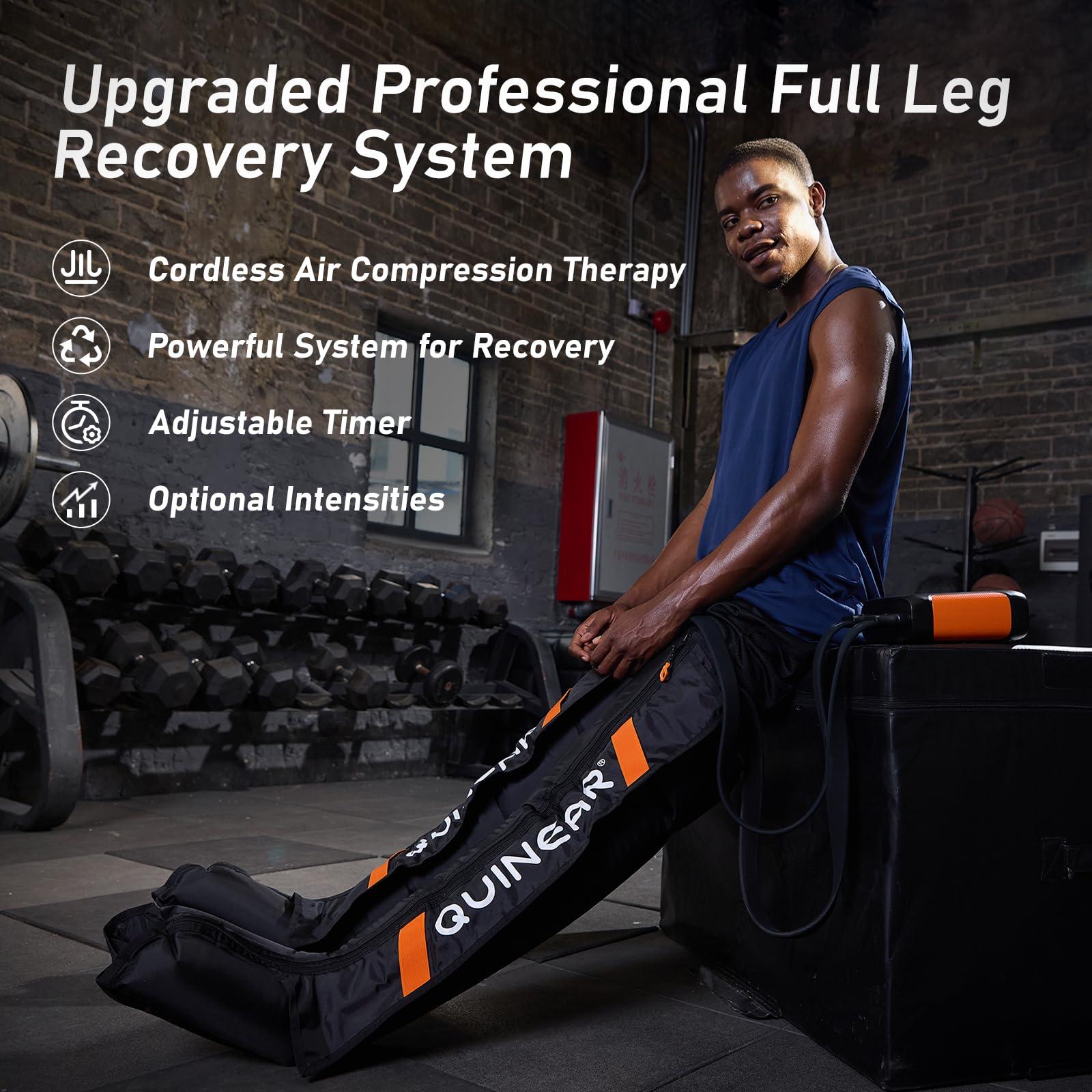 QUINEAR QUINEAR Professional Leg Recovery System, Cordless Air Compression Boots with Sequential Compression, Leg and Foot Massager, Fast Recovery Therapy for Athletes, FSA HSA Eligible (Small)