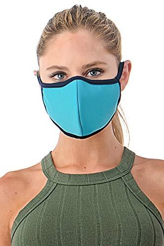 DewAmor DewAmor Reusable Washable Lightweight Neoprene/Cotton Face Mask (Turquoise) (Made in USA) (Multi- Pack) (1)