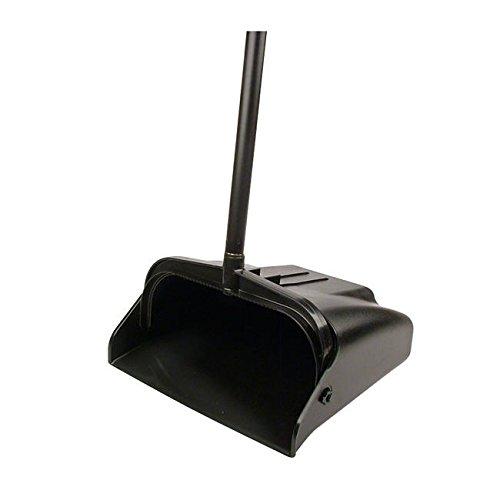Continental Commercial Continental 912BK, Plastic Lobby Dust Pan with Vinyl Coated Steel Handle, 10-3/4" Length x 12" Width x 36-3/4" Height, Black (Case of 6)
