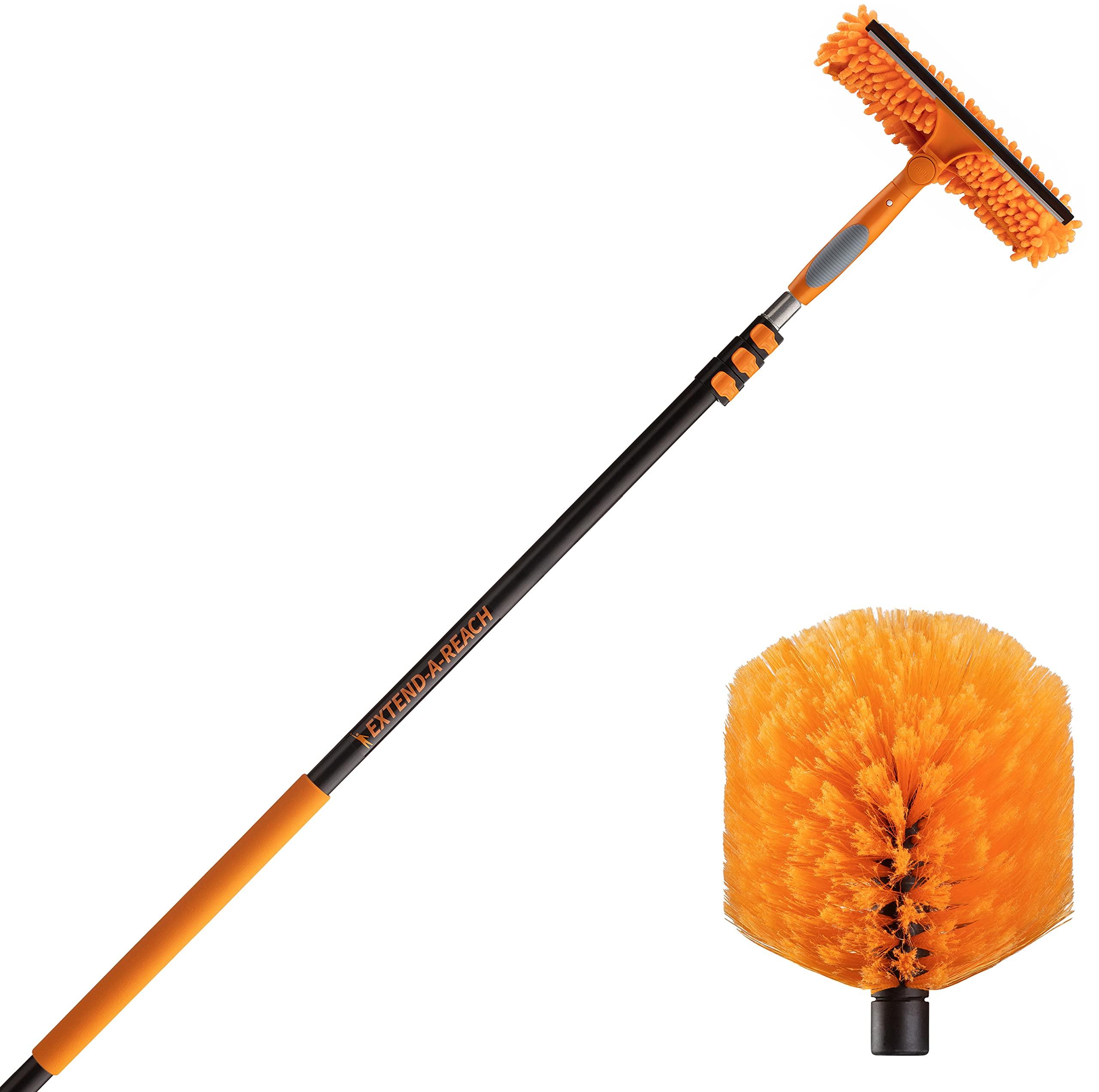 EXTEND-A-REACH 7-30 ft Window Washing Kit & Cobweb Duster with Extension Pole (36+ Foot Reach) // Window Cleaning Tool & Window Washer Squeegee with Telescopic Extension Pole