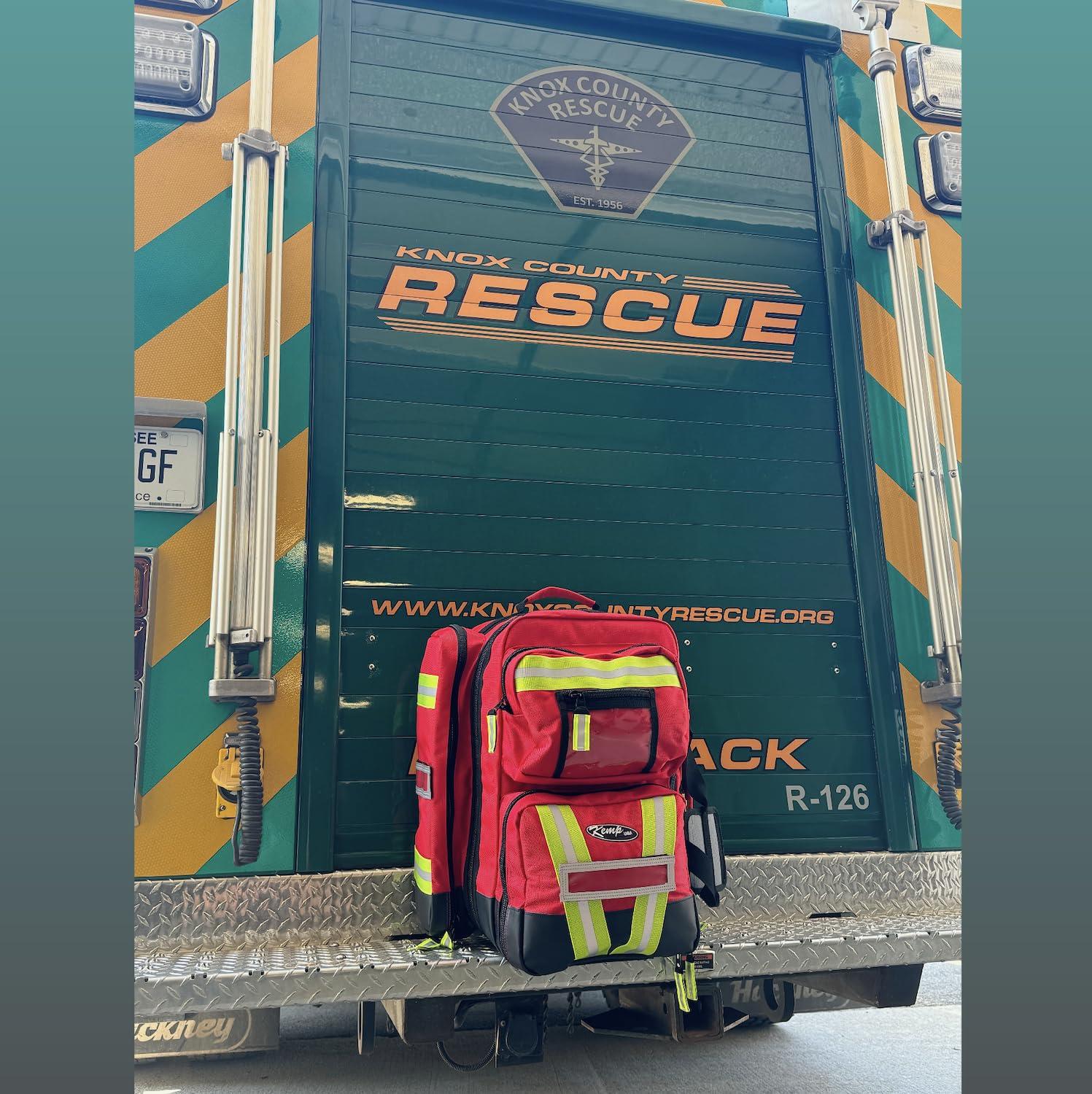 Kemp USA Kemp USA Ultimate EMS Backpack - EMT Bag | Emergency Backpack with a strap for D Oxygen Cylinder | Medical Backpack for Search and Rescue Tools | Large Medic Bag for EMT Kit | 8 Lbs.