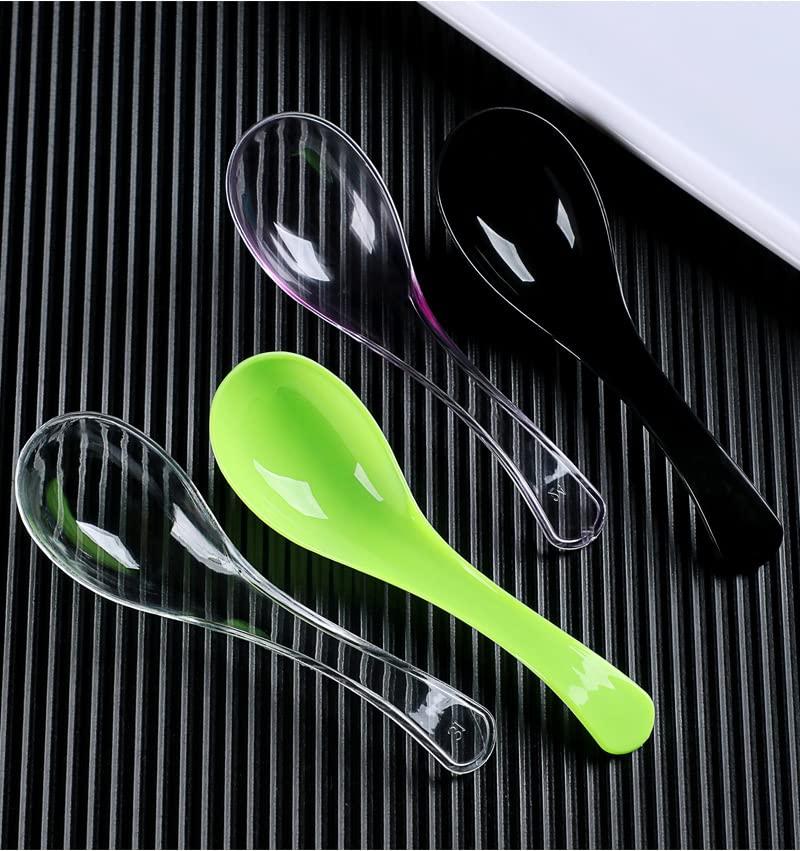 T Legend 50 PCS Disposable Clear Plastic Spoons,Asian Soup Spoons,Chinese Spoons,tasting spoon,front dish spoon,Plastic Cutlery(Clear round bottom)