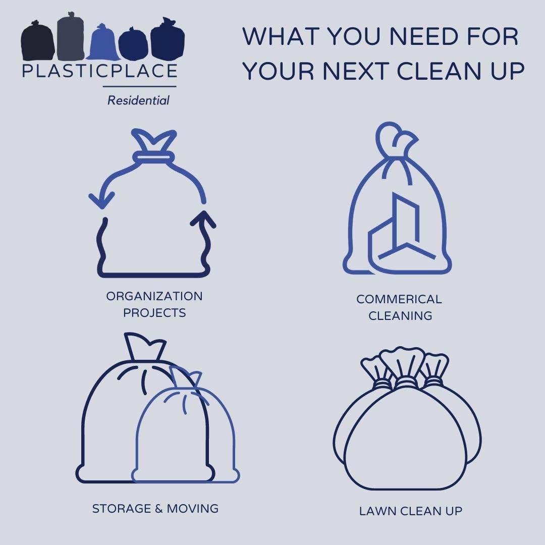 Plasticplace Plasticplace 13 Gallon Trash Bags  1.0 Mil  Clear Extra Tall Drawstring Garbage Can Liners  24\" x 31\" (200 Count)