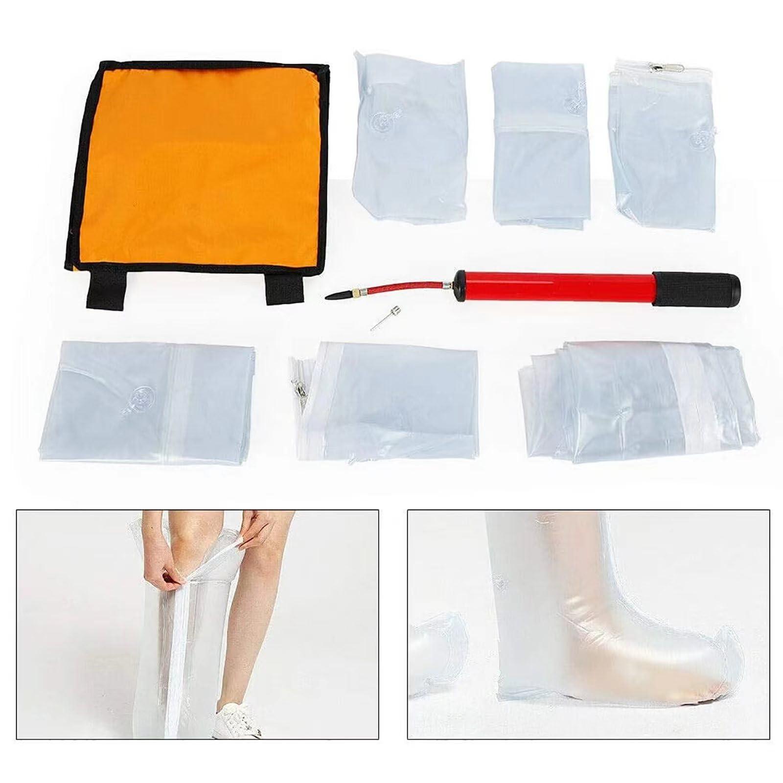 JOSBY First Aid Air Splint Set(6 Parts), PVC Inflatable Multiple Combinations Emergency Vacuum Bone Fracture Immobilization Splint with Pump, for Home Outdoor Emergency Use, X-ray transparent air splint