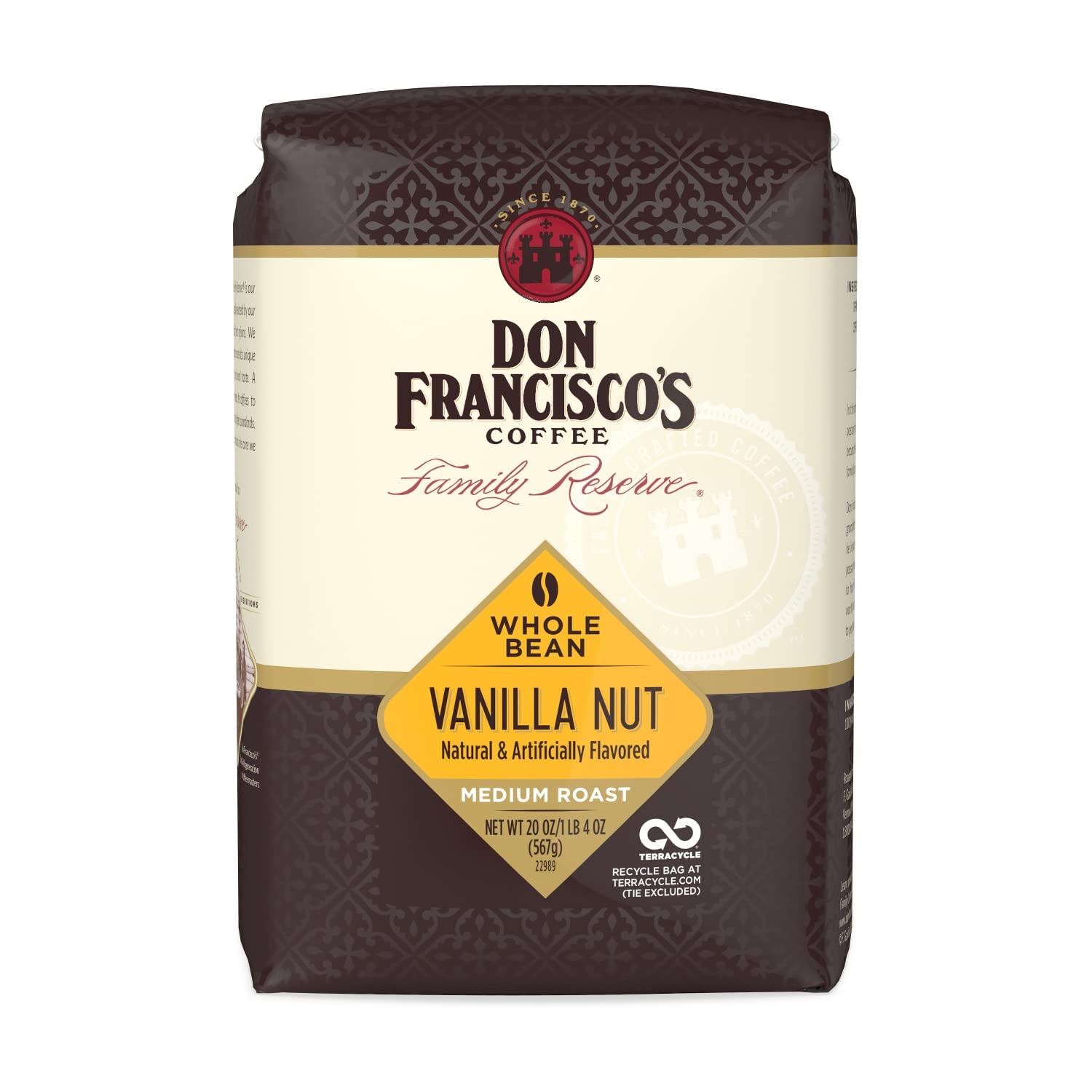 Don Francisco's Don Francisco\'s Premium Vanilla Nut Medium Roast Whole Bean Coffee - 100% Arabica Beans, Perfect for Drip, Pour Over, and French Press - Carefully Sourced, Family-Crafted Since 1870 (20 oz Bag)