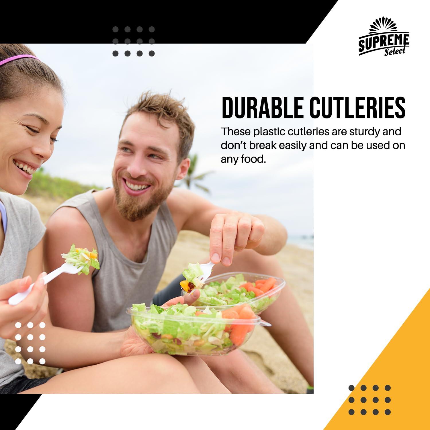 Supreme Select Supreme Select Disposable White Soup Spoon [400-Pack] Medium-Weight Disposable Plastic Cutlery - Durable and Reusable Bulk Utensils for Parties, Picnics, Takeout, Restaurant, School, Home & Office