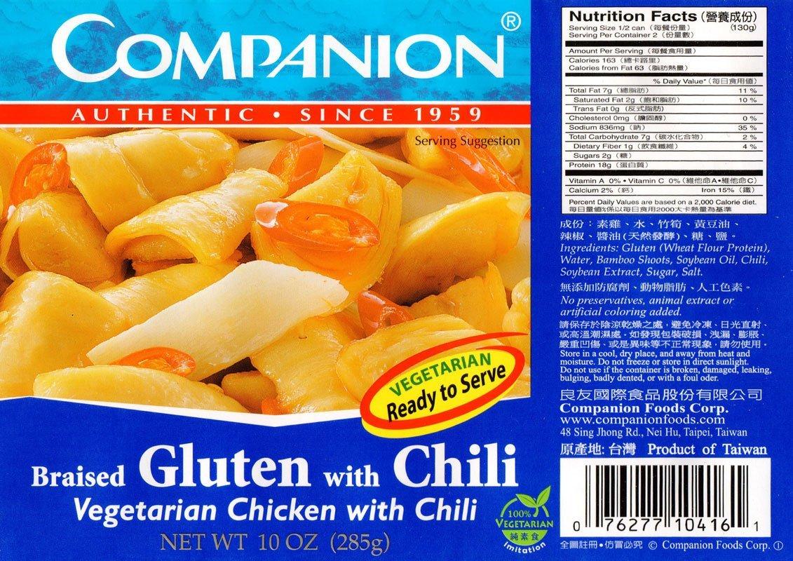 Companion Foods Companion - Vegetarian Chicken with Chili, 10 oz. Can (Pack of 6)