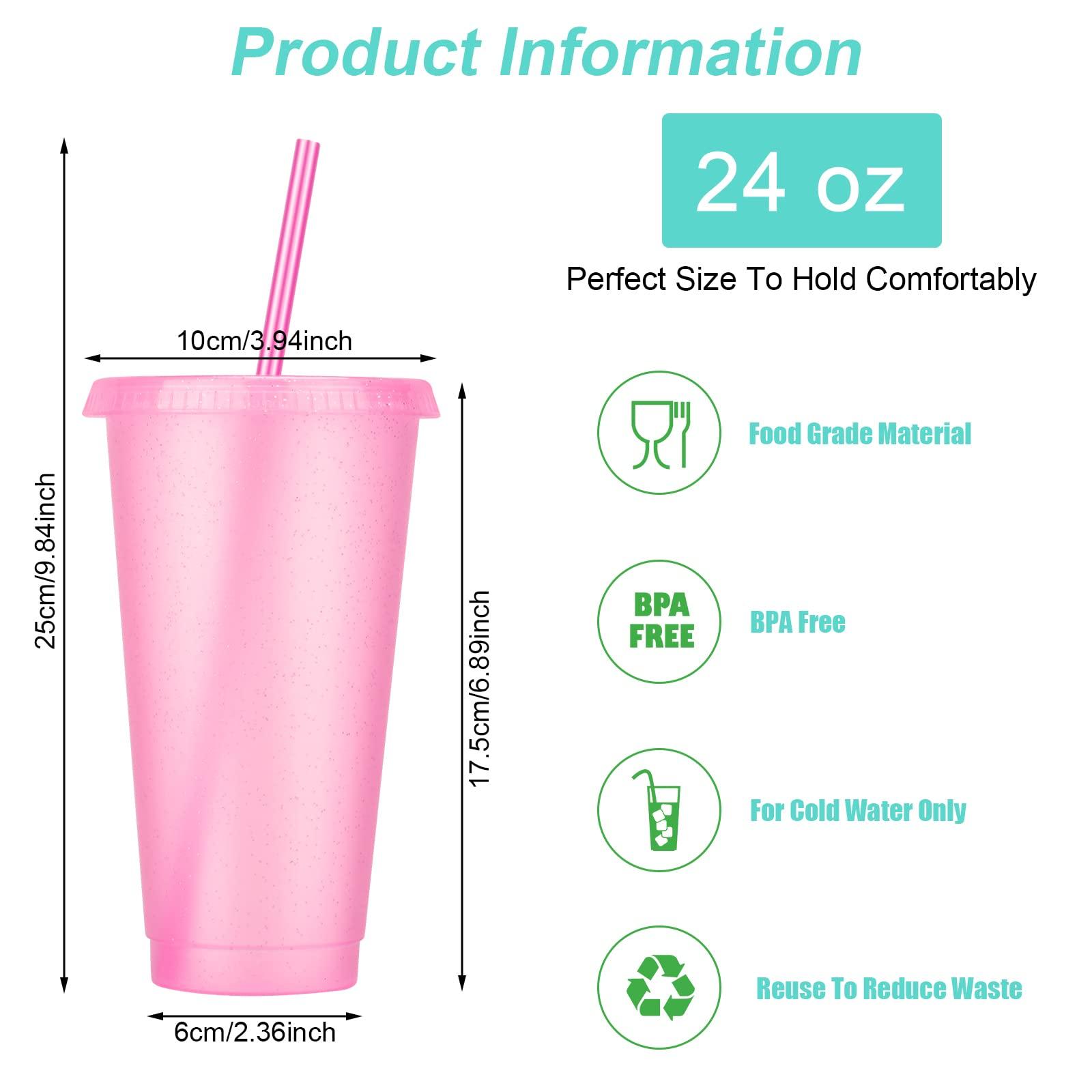 LEIFEOSH 24 Pack Plastic Tumblers with Lids and Straws, Reusable Cups with Lids Plastic Colorful Cups for Parties Birthdays, Iced Coffee Cup Travel Mug Cold Drink Cups Bulk Tumblers (24 oz, Light Colors)