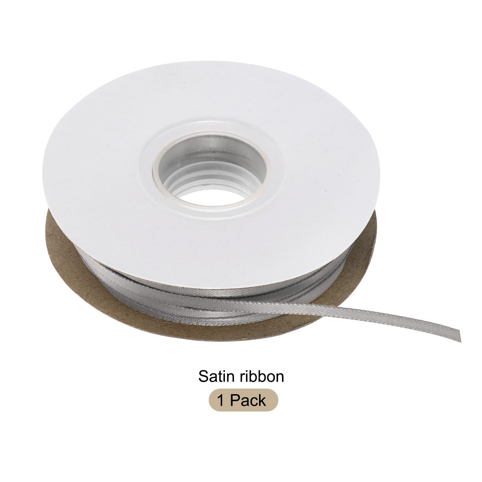 Rebower Rebower 1/8 Inch 50 Yard Satin Ribbon Thick Double Face Grosgrain Silk Ribbon, [for Gift Wrapping, Hair Bows, Wedding, Cake, Flower] - Grey