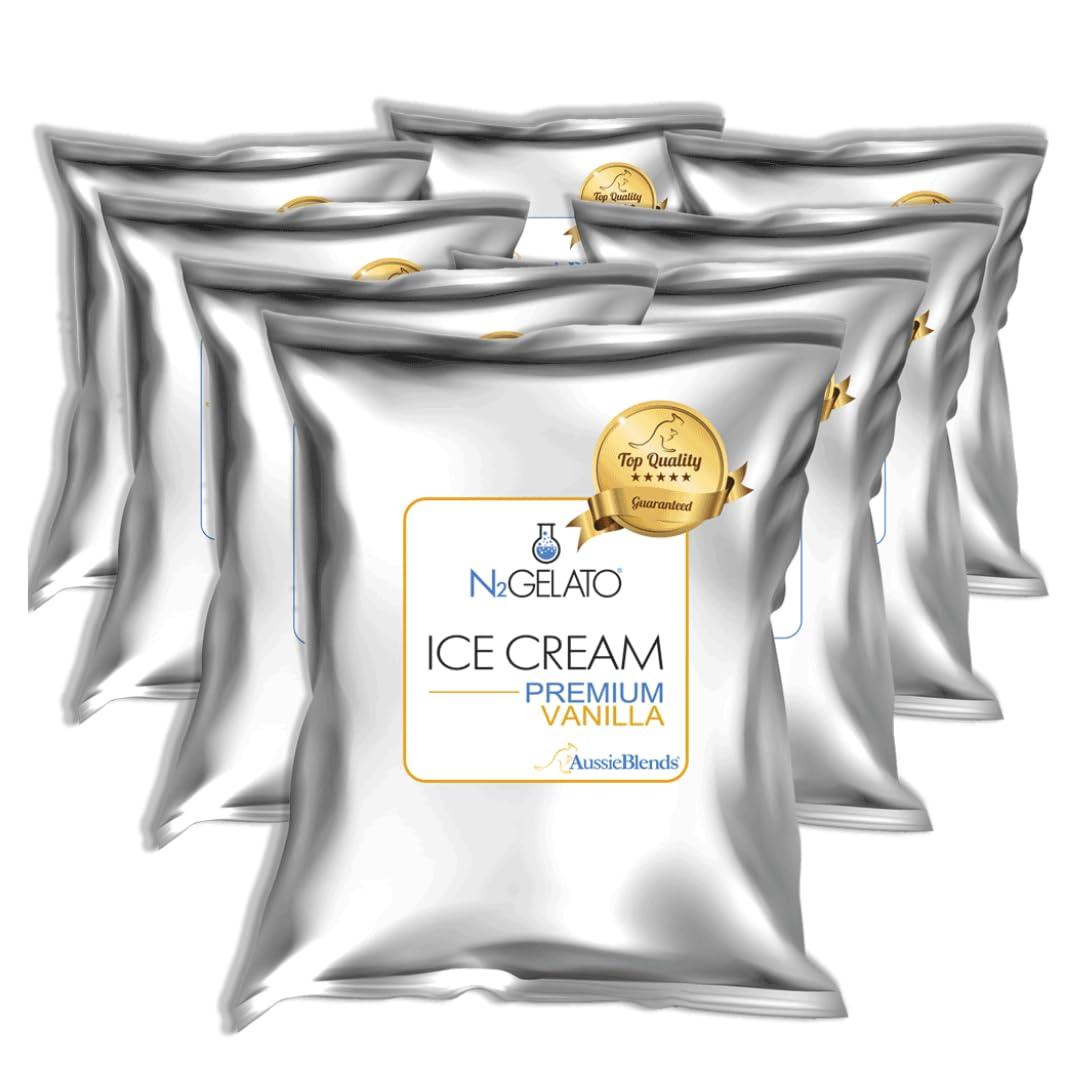 AussieBlends AussieBlends Premium Vanilla Ice Cream Mix For Soft Serve, Rolled Ice Cream, Gelato, Liquid Nitrogen Ice Cream, Hard Ice Cream, and Scooped Ice Cream, 8-Pack, Imported