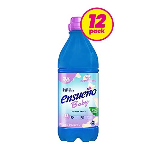 ENSUEÑO Ensueño - Baby Hypoallergenic Liquid Laundry Fabric Softener, Baby Powder Scent - 22 Fl Oz And 13 Laundry Loads Per Bottle, Pack Of 12, 156 Total Loads