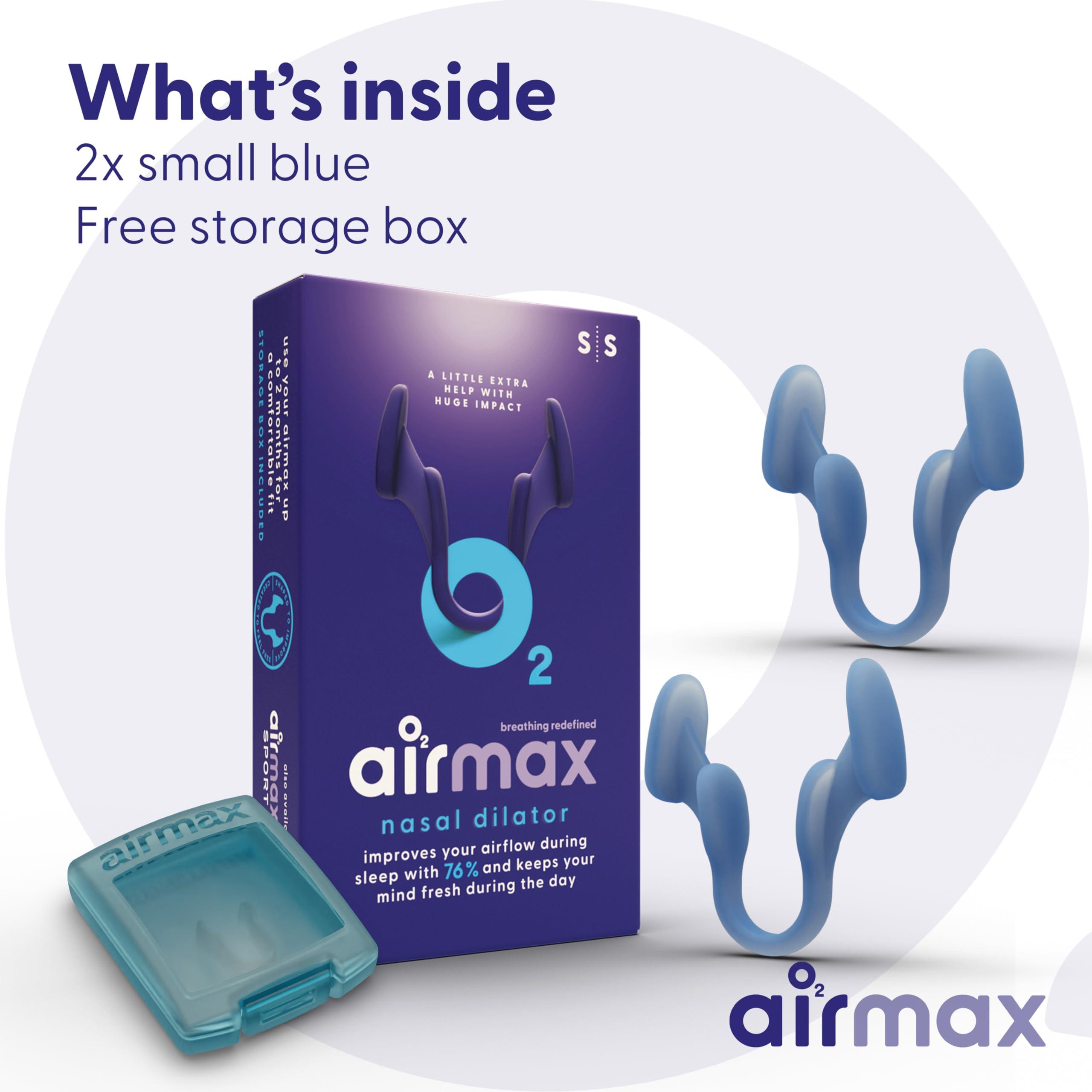 Air Max AIRMAX Nasal dilators for Sleeping - 76% More Airflow - Anti Snore Device - Breathe Freely Through The Nose - Sinus Relief, Sleep aid and snoring Solution - 2X Small Blue - 6 Month Relief