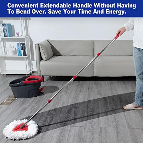 TIDYKITC TIDYKITC Mop Replacement Handle Compatible with Ocedar Mop Head and Broom, 4-Section 30\" to 58\" Spin Mop Stick Compatible with O Cedar Mop Replace Base (Mop Base&Refill not Included)