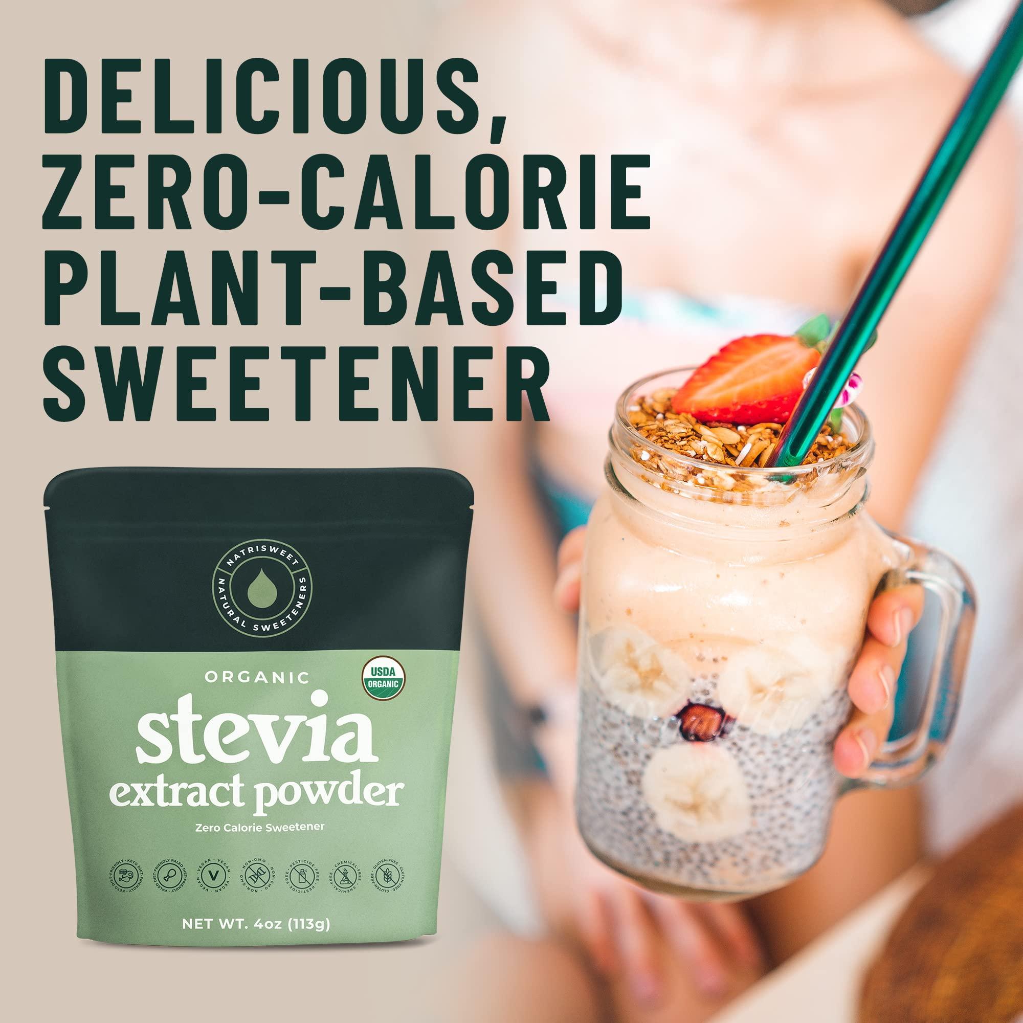 NatriSweet NatriSweet Stevia Powder, 4 oz, Pure Stevia Sweetener with No Additives, No Fillers, Zero Carbs, Zero Calorie, Organic Stevia Powder For Sugar Substitute, 300 Times Sweeter Than Sugar, 800+ Servings