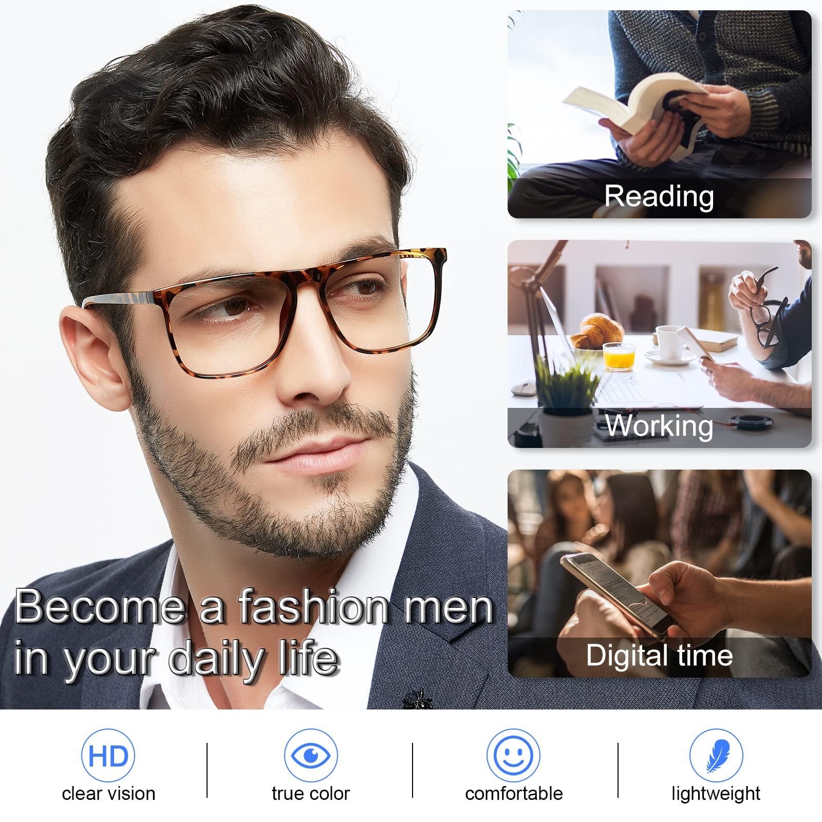 MARE AZZURO MARE AZZURO Men's Oversized Reading Glasses 1.75 Big Square Readers for Large Head 1.00 1.25 1.50 1.75 2.00 2.25 2.50 2.75 3.00 3.50 4.00 5.00 6.00 (Tortoise, 175)