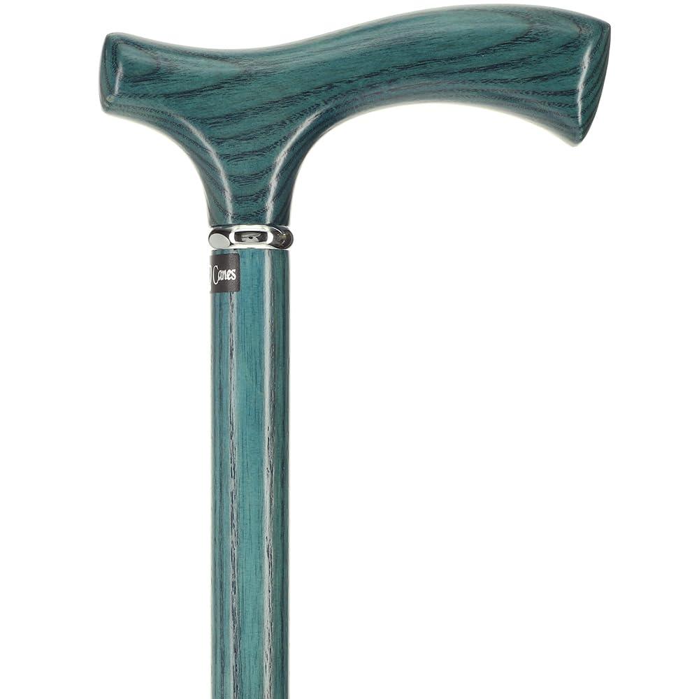 Royal RC Canes Blue Denim Frtiz Handle Walking Cane with Ash Wood Shaft and Silver Collar