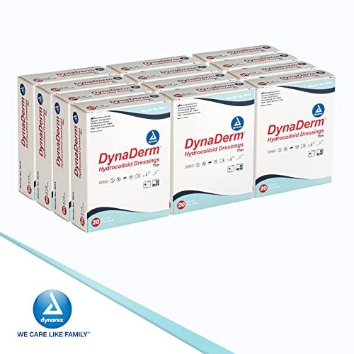 Dynarex Dynarex DynaDerm Hydrocolloid Dressings, Sterile Moist Bandages, 2" x 2," Thin & Latex-Free, Peel-Down Patches, 1 Case - 12 Boxes of 20 DynaDerm Hydrocolloid Dressings