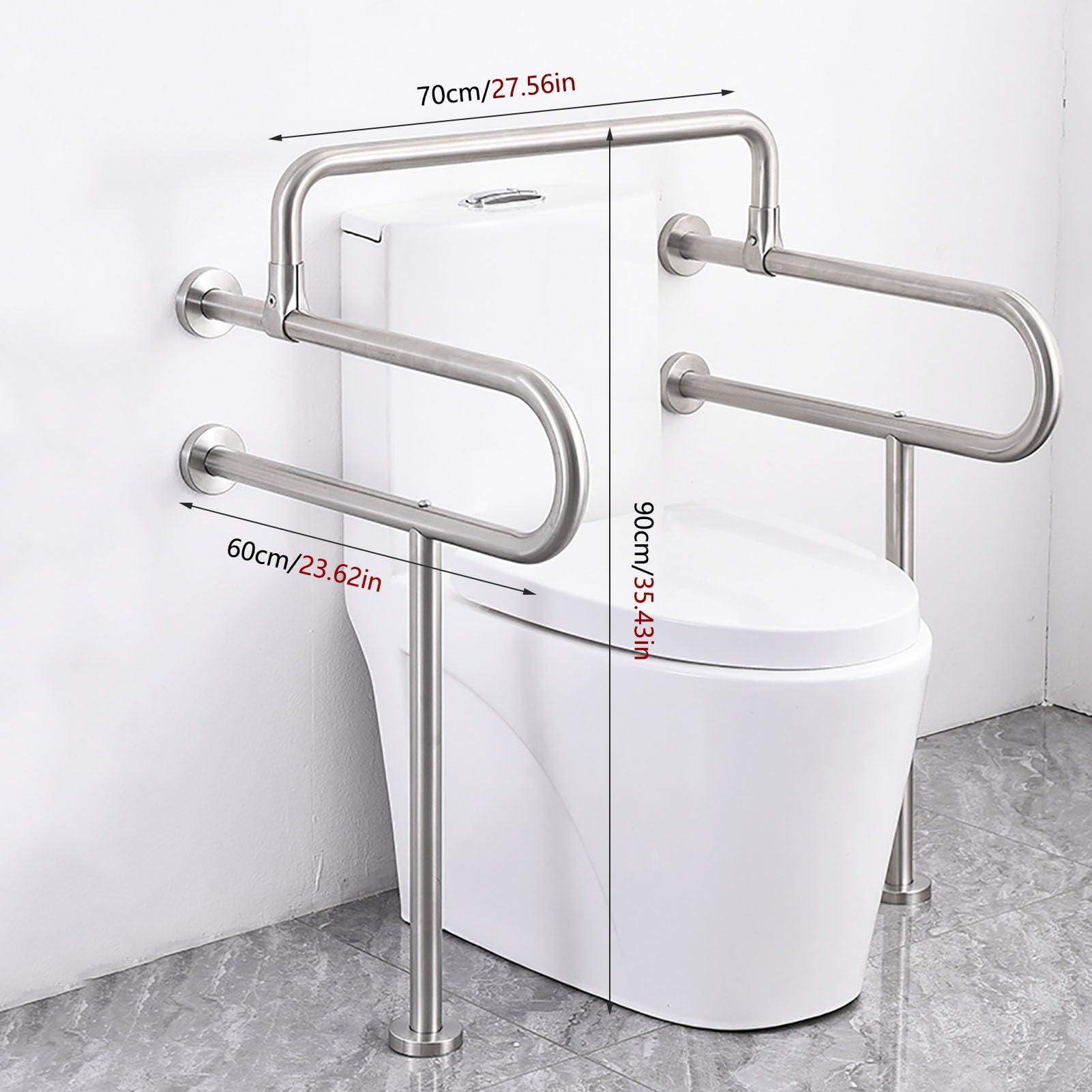 BESNUT Handicap Grab Bars Rails 23inch Toilet Handrails Bathroom Safety Bar Hand Support Rail Handicapped Handrail Accessories for Seniors Elderly Disabled Bariatric Railing Wall to Floor Mounted Bath Grips