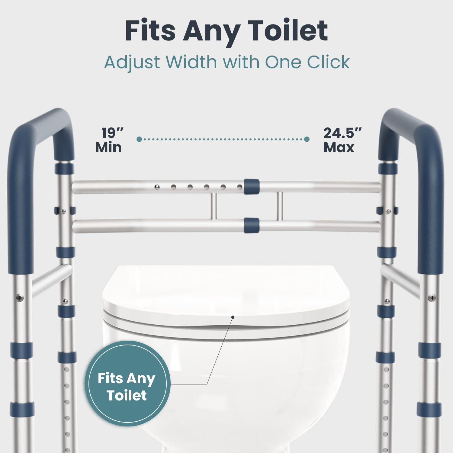 PELEGON FSA/HSA Eligible - Toilet Safety Rails (350 lb) - Adjustable Toilet Safety Frame & Rails, Toilet Safety Rail for Elderly Adults, Toilet Handles for Seniors, Toilet Bars for Elderly & Handicap