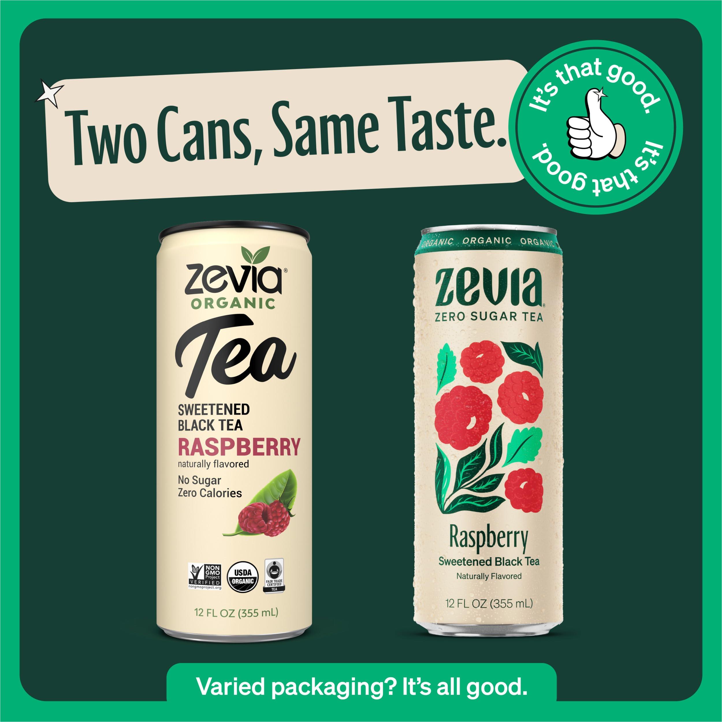 Zevia Zevia Zero Sugar Tea, Black Tea with Raspberry, 12 oz Cans (12-Pack) Naturally Sweetened, Non-GMO Project Verified, Gluten-Free, Vegan