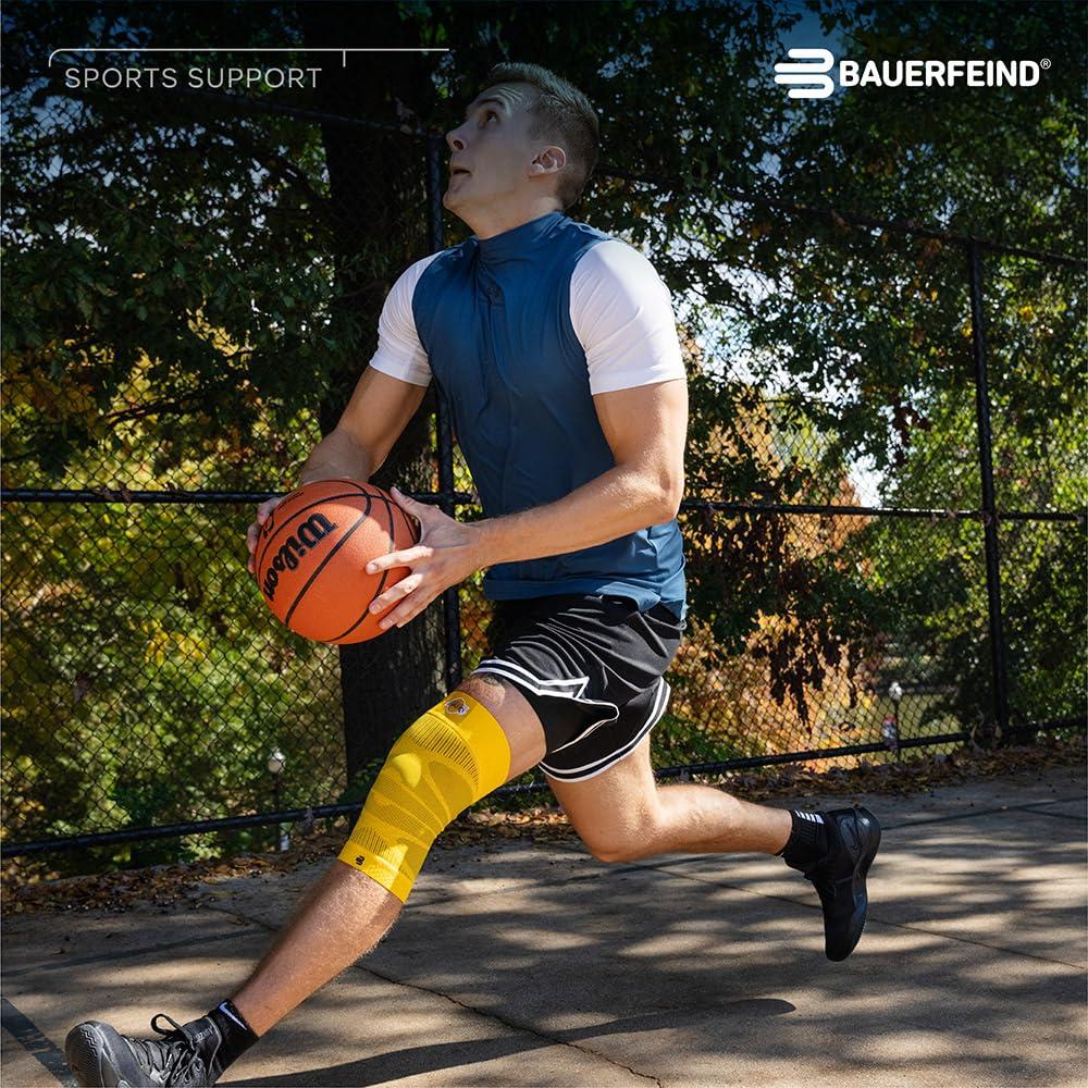 Bauerfeind Bauerfeind Sports Compression Knee Support NBA - Lightweight Design with Gripping Zones for Basketball Knee Pain Relief & Performance with Team Designs (Black, S)