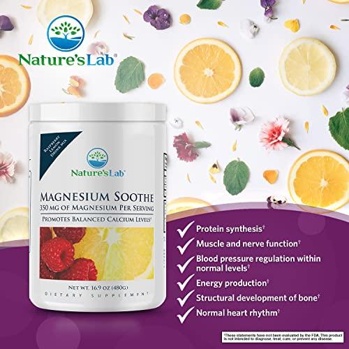 Nature's Lab Nature's Lab Magnesium Soothe Powder 350mg - Promotes Balanced Calcium Levels, Muscle & Nerve Function, Energy Production, and Overall Cardiovascular Health - 16.9 oz (100 Servings)
