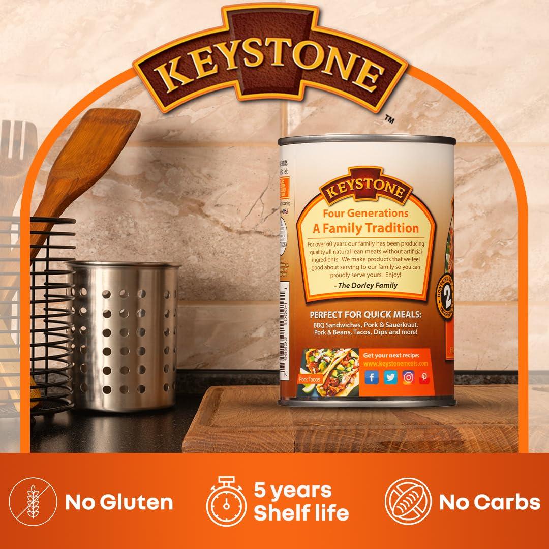 Keystone Keystone Meats All Natural Canned Pork 14.5 Oz Long Term Shelf Life Emergency Food Canned Meat | Fully Cooked Ready to Eat | No Water Added Pack of 24