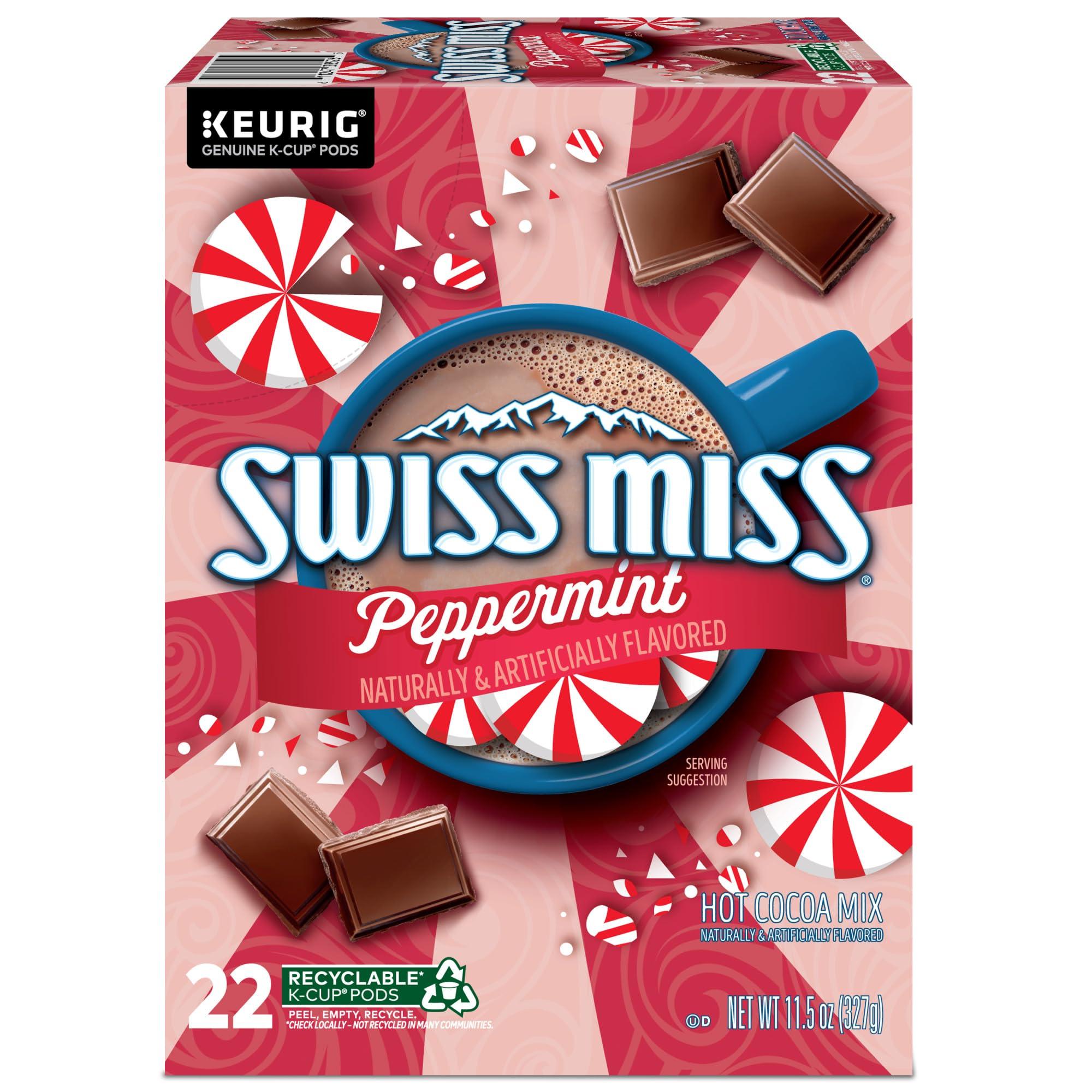 Swiss Miss Swiss Miss Peppermint Hot Cocoa, Single-Serve Keurig K-Cup Pods, Hot Chocolate, 88 Count (4 Packs of 22)