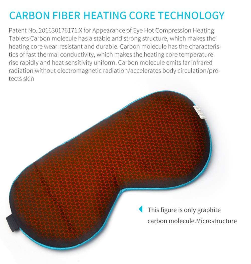 Smartmak Real Silk Heated Eye Mask, Reusable USB Electric Soft Sleeping Mask with Temperature and Time Control, Comfortable Heating Steam Blindfold for Eyes Relax - Peacock Blue